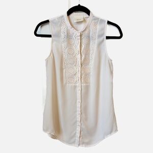 Anthropologie Maeve Ivory Marguerite Eyelet Sleeveless Button Down Top Women’s 2